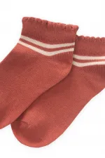 Çemberli Güpürlü Çocuk Patik Çorabı 5-12 Yaş Kiremit