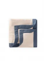 Couverture brute à quatre couches, passepoil épais, 85 x 90 pouces, indigo