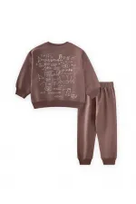 Process Printed Tracksuit for 2-7 Years Olds, Coffee with Milk