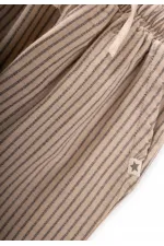 Müslin Pantolon 1-10 Yaş Bej İnce Çizgili