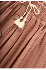 Jupe en mousseline biologique marron à double rayures, 2-8 ans