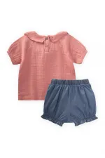 Baby Collar Denim Shorts Set for 0-4 Years Old Baby