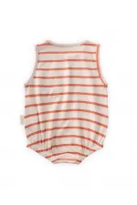 Çizgili Cepli Zıbın 0-3 Yaş Oranj