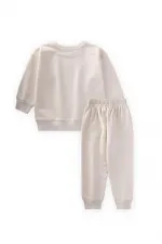 Basic Printed Tracksuit for 2-7 Years Old, Off White