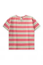 Striped Girl T-Shirt 2-10 Years Old Pink Green Striped