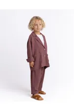 Keten Blazer Ceket 2-7 Yaş Mürdüm