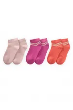 Chaussettes à rayures triples, 5-12 ans, fuchsia, rose pâle, rose poudré