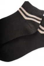 Ham Çizgili Çocuk Patik Çorabı 5-12 Yaş Füme