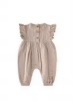Daisy Embroidered Romper, 0-3 Years Old, Mink
