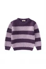 Thessaloniki Striped Knit Sweater, Ages 2-8, Purple