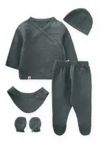 Organik Hastane Çıkışı Bebek Takımı 0-3 Ay Haki Yeşil