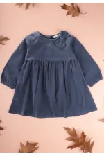 Robe en velours bleu marine pour enfants de 1 à 8 ans