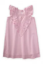 Robe rose avec ourlet et dos en dentelle pour les enfants de 2 à 7 ans