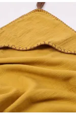 Serviette triangulaire en mousseline double épaisseur faite main (lavée) 75 x 75 cm Jaune moutarde