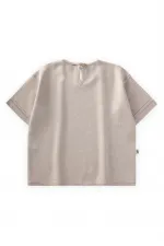 Güneş Nakışlı Keten Bluz 2-7 Yaş Naturel