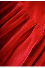 Parlak Kadife Elbise 2-8 Yaş Kırmızı