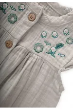 Organic Embroidered Muslin Overalls for 0-3 Years Old Aqua Green