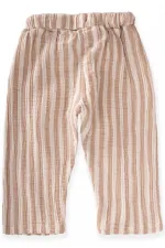 Müslin Pantolon 1-10 Yaş Kahve Çizgili