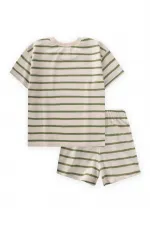 Ensemble short rayé vert huilé pour enfant de 1 à 7 ans