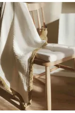 Couverture brute à quatre couches, passepoil épais, 85 x 90, moutarde