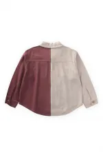 Chemise en lin bicolore, 2-7 ans, naturelle-prune