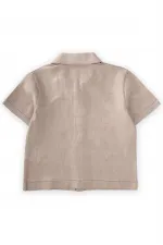 Kısa Kollu Keten Gömlek 2-7 Yaş Naturel
