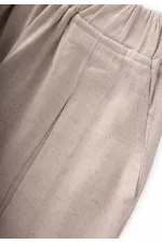 Pantalon en lin plissé, jambes et taille fermées, 2-7 ans, naturel