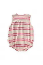 Çizgili Zıbın 0-3 Yaş Pudra Geniş Çizgili