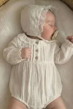 Fisto Yakalı Mevsimlik Müslin Zıbın 0-2 Yaş Ekru