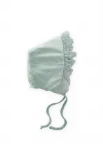 Scalloped Tied Baby Hat for Ages 0-1 Mint Green