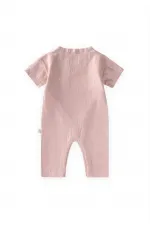 Organic Kruvaze Müslin Tulum 0-9 Ay Pudra Pembe