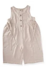 Sleeveless Laced Linen Jumpsuit 2-6 Years Natural