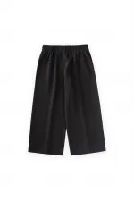 Crinkle Wide Leg Trousers, Ages 3-12, Black Crinkle Wide Leg Trousers, Ages 3-12, Black