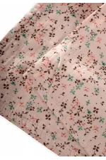 Tissu mousseline 50x50 cm, motif floral rose poudré