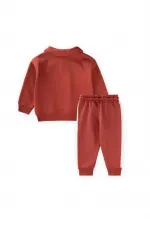 Embroidered Collar Sweatshirt Set, Ages 2-10, Terracotta