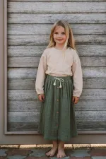 Jupe en mousseline biologique 2-8 ans, vert kaki