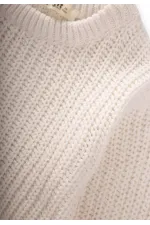 Pull Selanik à col rond en maille, couleur écru, 2-8 ans