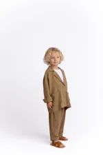 Keten Blazer Ceket 2-7 Yaş Caramel