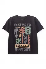 Baskılı T-Shırt 3-10 Yaş Siyah