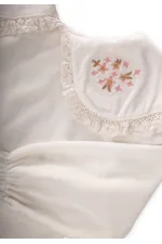 Top vintage en velours avec col en dentelle, 2-8 ans, blanc