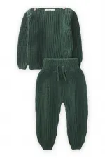 Ensemble Selanik en maille verte pour enfants de 1 à 5 ans