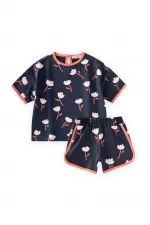 Desenli Oversize Şortlu Takım 1-7 Yaş Lacivert