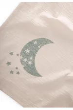 Ay Baskılı Naturel Battaniye 90X100 Cm Mint Baskılı