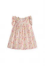 Robe à volants à motifs, 1-8 ans, écru