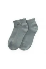 Chaussettes bottines pour enfants avec nœud en relief, vert menthe, 5-12 ans