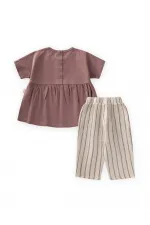 Müslin Şalvarlı Tunik Takım 1-7 Yaş Gül Kurusu