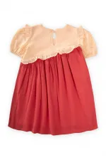 Robe asymétrique bicolore rose pâle pour enfant de 2 à 7 ans