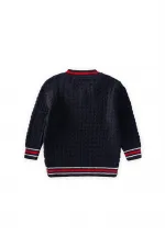 Pull à col en V en maille torsadée, 2-9 ans, bleu marine