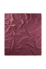 Müslin Çift Taraflı El İşili Bebek Battaniye (Yıkanmıştır) 100X100 cm Mürdüm Çizgili