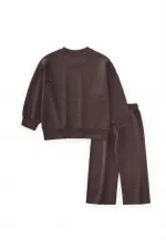 Komple Taşlı Modal Takım 3-8 Yaş Kahverengi